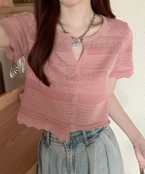 mielu(ミエル)の「ヘンリーネックコンパクトトップス(シャツ/ブラウス・レディース・ホワイト/ブルー/ピンク/ベージュ/ブラック/イエロー/グリーン・FREE)」の7枚目の写真