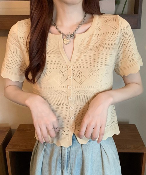 mielu(ミエル)の「ヘンリーネックコンパクトトップス(シャツ/ブラウス・レディース・ホワイト/ブルー/ピンク/ベージュ/ブラック/イエロー/グリーン・FREE)」の11枚目の写真