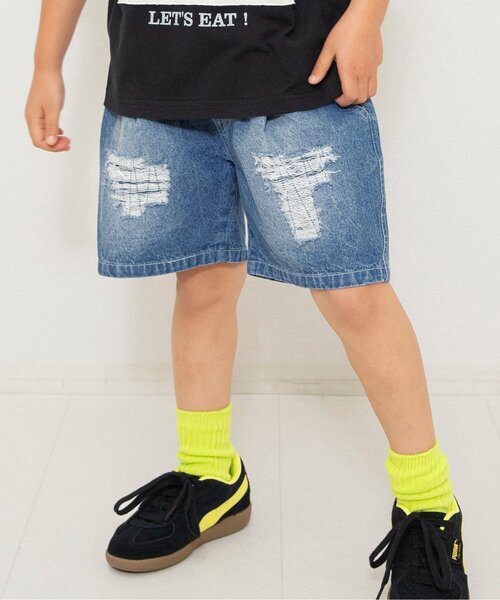 BREEZE（ブリーズ）の「【WEB限定】ダメージデニムハーフパンツ（デニムパンツ・キッズ・サックスブルー/ネイビー・150/140/130/120/110/100/90）」の2枚目の写真