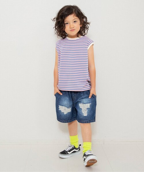 BREEZE（ブリーズ）の「【WEB限定】ダメージデニムハーフパンツ（デニムパンツ・キッズ・サックスブルー/ネイビー・150/140/130/120/110/100/90）」の3枚目の写真