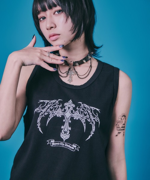 BENDER TOKYO（ベンダートウキョウ）の「［PSYCHO☆NATION サイコネーション］グラフィック プリント ダメージ レイヤード タンクトップ（タンクトップ・メンズ・ブラック×レッド/ブラック×ブラック/ホワイト×ホワイト・L/M）」の10枚目の写真