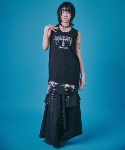 BENDER TOKYO（ベンダートウキョウ）の「［PSYCHO☆NATION サイコネーション］グラフィック プリント ダメージ レイヤード タンクトップ（タンクトップ・メンズ・ブラック×レッド/ブラック×ブラック/ホワイト×ホワイト・L/M）」の18枚目の写真