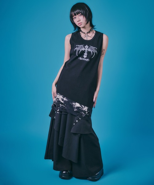 BENDER TOKYO（ベンダートウキョウ）の「［PSYCHO☆NATION サイコネーション］グラフィック プリント ダメージ レイヤード タンクトップ（タンクトップ・メンズ・ブラック×レッド/ブラック×ブラック/ホワイト×ホワイト・L/M）」の19枚目の写真