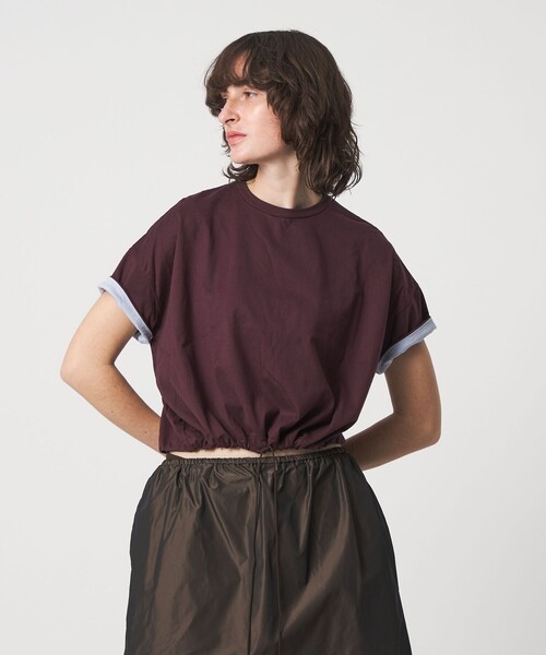 6(ロク)の「<6(ROKU)>コットン ドローストリング ショートスリーブ トップス(Tシャツ/カットソー・レディース・ワイン/ホワイト・FREE)」の9枚目の写真