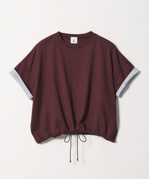 6(ロク)の「<6(ROKU)>コットン ドローストリング ショートスリーブ トップス(Tシャツ/カットソー・レディース・ワイン/ホワイト・FREE)」の16枚目の写真