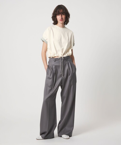 6(ロク)の「<6(ROKU)>コットン ドローストリング ショートスリーブ トップス(Tシャツ/カットソー・レディース・ワイン/ホワイト・FREE)」の3枚目の写真