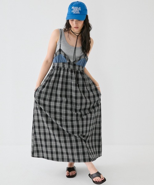 MIRROR STOKE(ミラーストーク)の「【ZOZO限定】BUSTIER CAMISOLE ONEPIECE/ビスチェキャミソールワンピース(ワンピース・レディース・ブラック/オフホワイト・MEDIUM)」の2枚目の写真