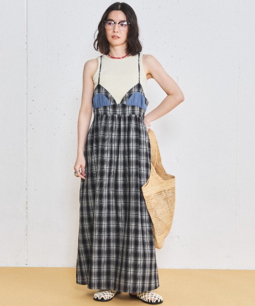 MIRROR STOKE（ミラーストーク）の「【ZOZO限定】BUSTIER CAMISOLE ONEPIECE/ビスチェキャミソールワンピース（ワンピース・レディース・ブラック/オフホワイト・MEDIUM）」の4枚目の写真