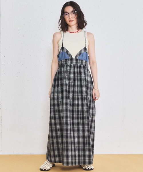 MIRROR STOKE（ミラーストーク）の「【ZOZO限定】BUSTIER CAMISOLE ONEPIECE/ビスチェキャミソールワンピース（ワンピース・レディース・ブラック/オフホワイト・MEDIUM）」の7枚目の写真