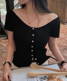 オフショルダーニットトップス