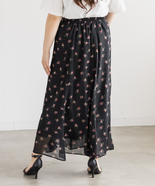 CLETTE(クレット)の「CLETTEオリジナルシアー花柄ロングスカート(スカート・レディース・アイボリー/ブラック/ベージュ・LL/4L/3L)」の7枚目の写真