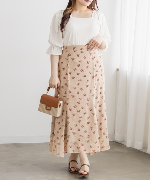 CLETTE(クレット)の「CLETTEオリジナルシアー花柄ロングスカート(スカート・レディース・アイボリー/ブラック/ベージュ・LL/4L/3L)」の10枚目の写真
