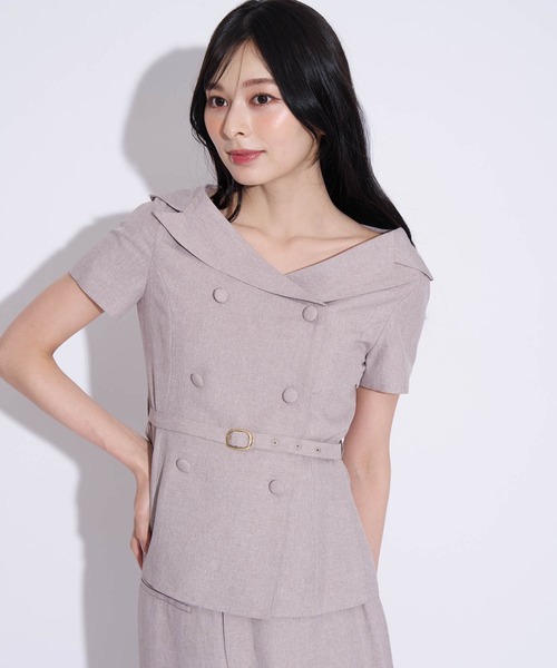 NOELA(ノエラ)の「ベルト付きオフショルカラーブラウス(シャツ/ブラウス・レディース・グレー/ベージュ・M/S)」の3枚目の写真