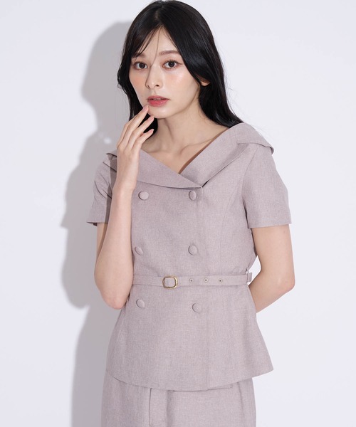 NOELA(ノエラ)の「ベルト付きオフショルカラーブラウス(シャツ/ブラウス・レディース・グレー/ベージュ・M/S)」の4枚目の写真