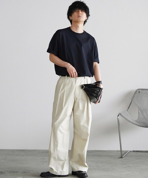 WYM LIDNM(ウィム バイ リドム)の「HIGH COUNT COTTON CURVED SLACKS(スラックス・メンズ・オフホワイト/グレー/チャコール・S/M/L)」の17枚目の写真