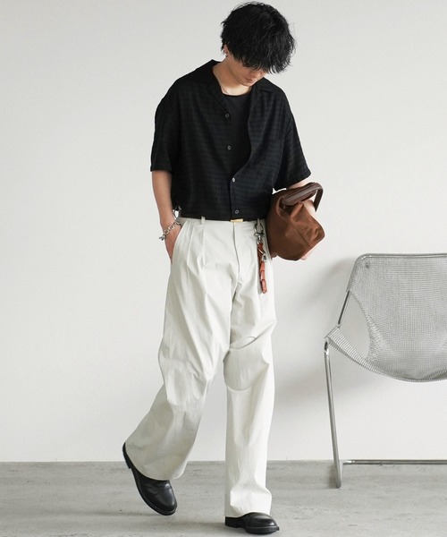 WYM LIDNM(ウィム バイ リドム)の「HIGH COUNT COTTON CURVED SLACKS(スラックス・メンズ・オフホワイト/グレー/チャコール・S/M/L)」の14枚目の写真