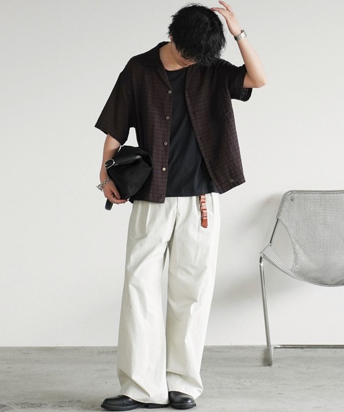 WYM LIDNM(ウィム バイ リドム)の「HIGH COUNT COTTON CURVED SLACKS(スラックス・メンズ・オフホワイト/グレー/チャコール・S/M/L)」の13枚目の写真