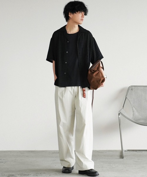 WYM LIDNM(ウィム バイ リドム)の「HIGH COUNT COTTON CURVED SLACKS(スラックス・メンズ・オフホワイト/グレー/チャコール・S/M/L)」の12枚目の写真