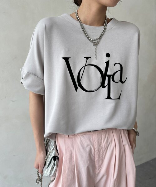 DouDou(ドゥドゥ)の「【WEB限定】ポンチョロゴTEE(Tシャツ/カットソー・レディース・チャコールグレー/オフホワイト/ライトグレー・FREE)」の21枚目の写真