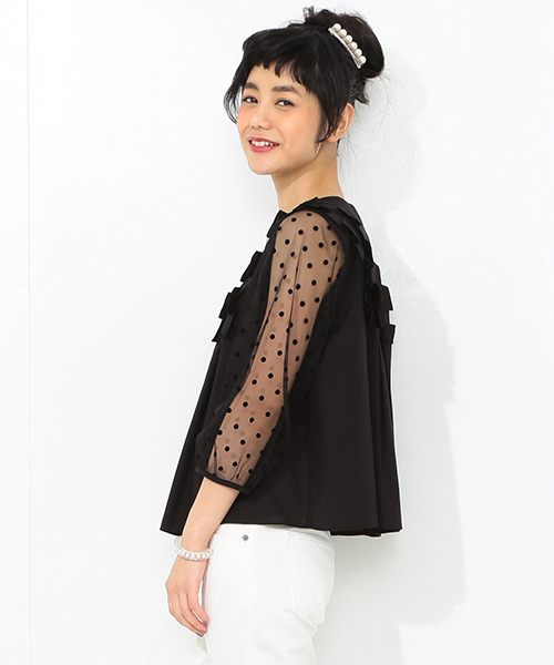 CAROLINA GLASER(カロリナ グレイサー)の「CAROLINA GLASER / フリルブラウス(シャツ/ブラウス・レディース・ブラック/クリーム・ONE SIZE)」の14枚目の写真