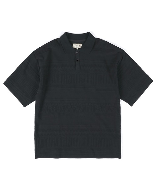 The DUFFER of ST.GEORGE(ザダファーオブセントジョージ)の「ORIGINAL JQ POLO SHIRT:バティック柄 ジャガードポロ / コットンポロ / 幾何学模様 / レトロストリート(ポロシャツ・メンズ・スミクロ・X-LARGE/LARGE/MEDIUM)」の2枚目の写真