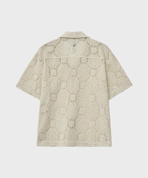 NOIRER（ノイア）の「ジャカードオープンカラー ハーフシャツ (ベージュ)（シャツ/ブラウス・メンズ・その他・48/50）」の3枚目の写真