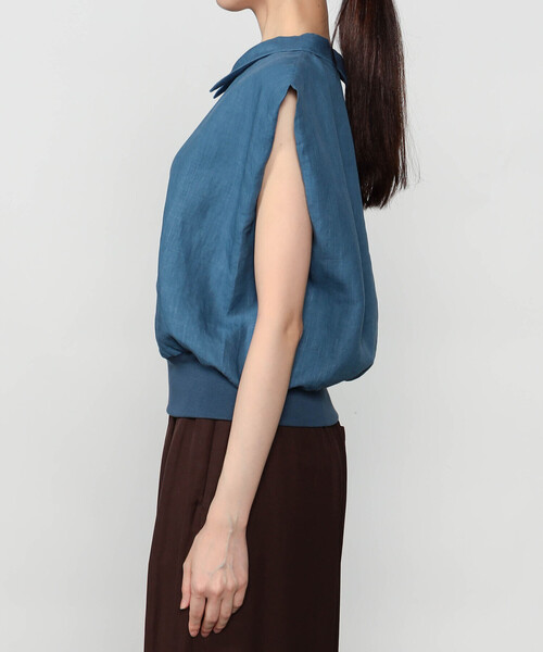 HAVERSACK(ハバーザック)の「HAVERSACK | リネンポプリン フレンチスリーブシャツ WOMEN(シャツ/ブラウス・レディース・ブラック/ダークインディゴブルー/ホワイト・1)」の6枚目の写真