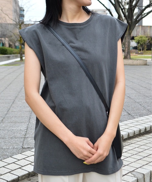 DOUBLE STEAL(ダブルスティール)の「ピグメント フレンチスリーブTシャツ(Tシャツ/カットソー・レディース・サックスブルー/チャコールグレー/アイボリー・FREE)」の14枚目の写真
