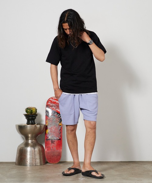 ALOHA BLUE（アロハブルー）の「ALOHA BLUE / アロハブルー 限定サーマルショーツ ハーフパンツ 秋 秋服 2026年秋冬（スウェットパンツ・メンズ・オレンジ/ラベンダー・M/S/L/XL）」の13枚目の写真