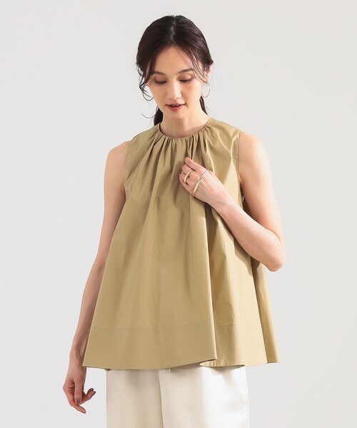Demi-Luxe BEAMS(デミルクス ビームス)の「【8/6値下げ】ワイド ヘム ギャザー ノースリーブ ブラウス(シャツ/ブラウス・レディース・サックスブルー/ホワイト/ブラウン系その他2・ONE SIZE)」の3枚目の写真