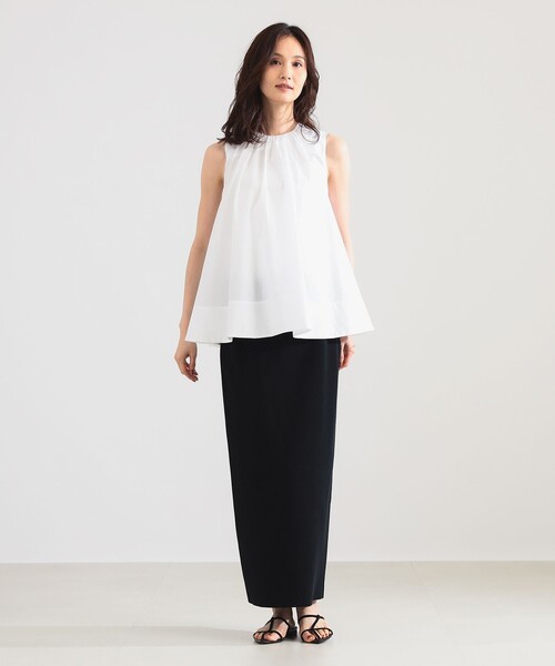 Demi-Luxe BEAMS(デミルクス ビームス)の「【8/6値下げ】ワイド ヘム ギャザー ノースリーブ ブラウス(シャツ/ブラウス・レディース・サックスブルー/ホワイト/ブラウン系その他2・ONE SIZE)」の5枚目の写真