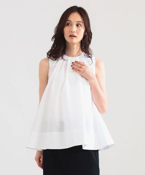 Demi-Luxe BEAMS(デミルクス ビームス)の「【8/6値下げ】ワイド ヘム ギャザー ノースリーブ ブラウス(シャツ/ブラウス・レディース・サックスブルー/ホワイト/ブラウン系その他2・ONE SIZE)」の7枚目の写真