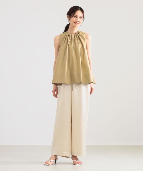 Demi-Luxe BEAMS(デミルクス ビームス)の「【8/6値下げ】ワイド ヘム ギャザー ノースリーブ ブラウス(シャツ/ブラウス・レディース・サックスブルー/ホワイト/ブラウン系その他2・ONE SIZE)」の9枚目の写真