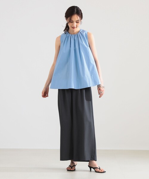 Demi-Luxe BEAMS(デミルクス ビームス)の「【8/6値下げ】ワイド ヘム ギャザー ノースリーブ ブラウス(シャツ/ブラウス・レディース・サックスブルー/ホワイト/ブラウン系その他2・ONE SIZE)」の14枚目の写真