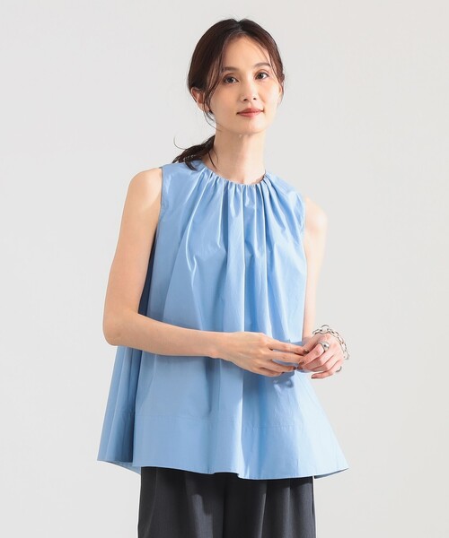 Demi-Luxe BEAMS(デミルクス ビームス)の「【8/6値下げ】ワイド ヘム ギャザー ノースリーブ ブラウス(シャツ/ブラウス・レディース・サックスブルー/ホワイト/ブラウン系その他2・ONE SIZE)」の15枚目の写真