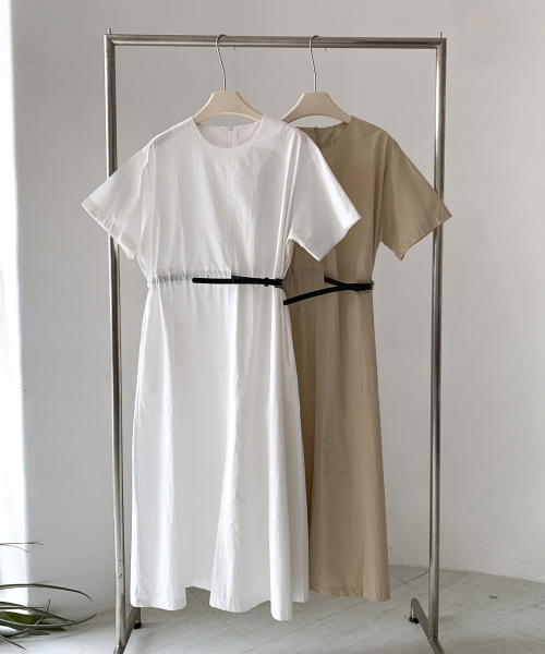 VASCARA(バスカラ)の「Belted Short Sleeve Long Dress (2colors)(ワンピース・レディース・ホワイト/ベージュ・FREE)」の3枚目の写真