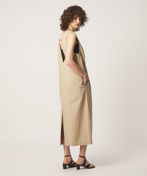 6(ロク)の「<6(ROKU)>コットンヘンプ ストライプ ワンピース(ワンピース・レディース・ベージュ・38/36)」の15枚目の写真