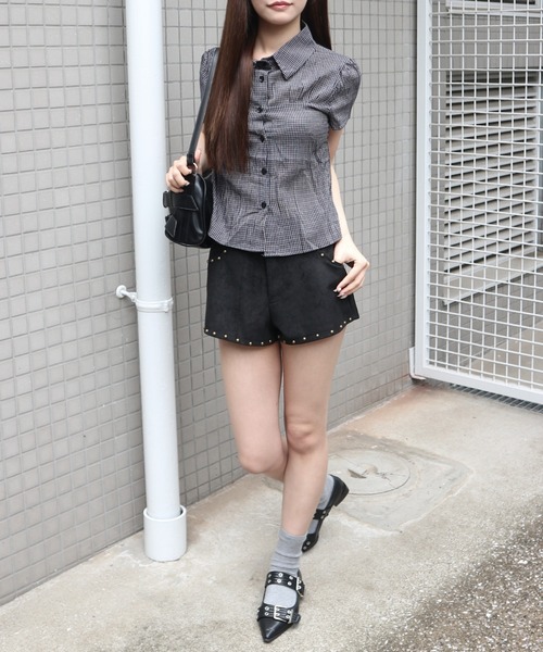 tinkerend(ティンカーエンド)の「Modern Plaid Pattern Collared BlouseModern / モダンチェック襟付きブラウス(シャツ/ブラウス・レディース・ネイビー/オフホワイト/ブラック・FREE)」の15枚目の写真