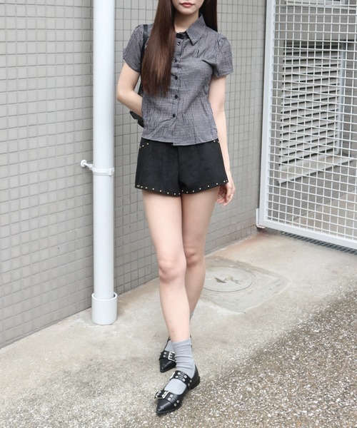 tinkerend(ティンカーエンド)の「Modern Plaid Pattern Collared BlouseModern / モダンチェック襟付きブラウス(シャツ/ブラウス・レディース・ネイビー/オフホワイト/ブラック・FREE)」の16枚目の写真