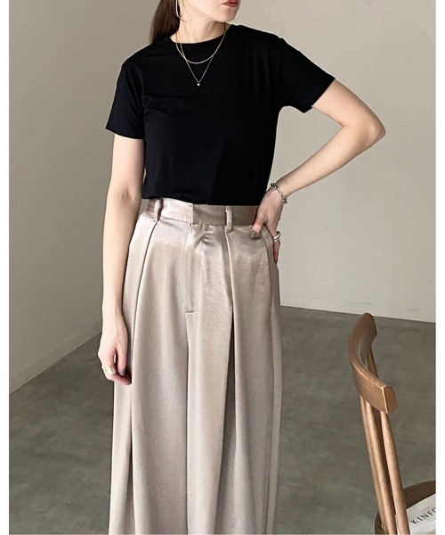 She's Closet(シーズクローゼット)の「接触冷感 クールタッチ UVカット 抗菌防臭 無地 コンパクト クルーネック 半袖Tシャツ(Tシャツ/カットソー・レディース・ホワイト/ブラウン系その他/ブラック・FREE)」の22枚目の写真