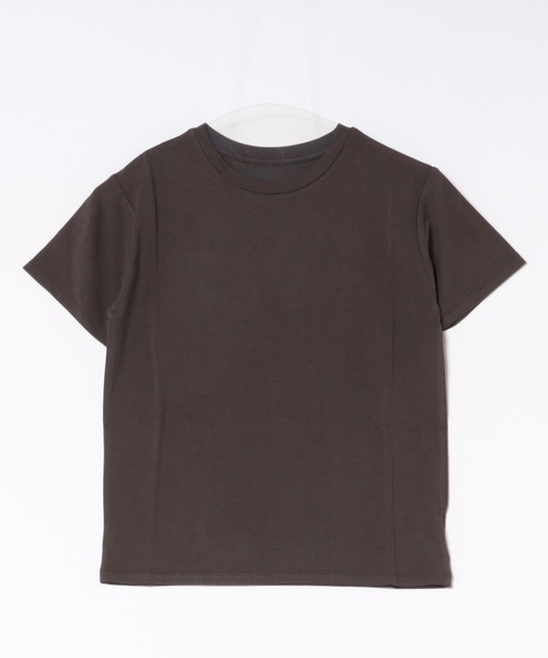 She's Closet(シーズクローゼット)の「接触冷感 クールタッチ UVカット 抗菌防臭 無地 コンパクト クルーネック 半袖Tシャツ(Tシャツ/カットソー・レディース・ホワイト/ブラウン系その他/ブラック・FREE)」の5枚目の写真