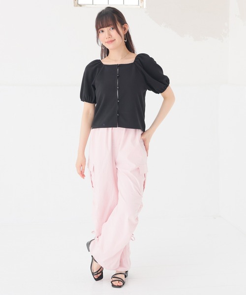 Honeys(ハニーズ)の「ボリューム袖トップス(Tシャツ/カットソー・レディース・オレンジ/ブラック/アイボリー/サックスブルー・L/M/S)」の7枚目の写真