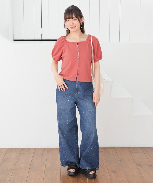 Honeys(ハニーズ)の「ボリューム袖トップス(Tシャツ/カットソー・レディース・オレンジ/ブラック/アイボリー/サックスブルー・L/M/S)」の11枚目の写真
