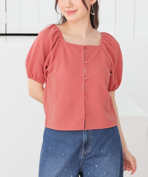 Honeys(ハニーズ)の「ボリューム袖トップス(Tシャツ/カットソー・レディース・オレンジ/ブラック/アイボリー/サックスブルー・L/M/S)」の12枚目の写真