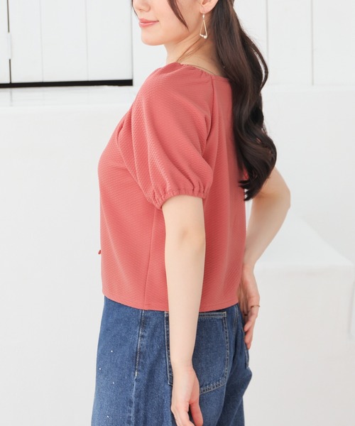 Honeys(ハニーズ)の「ボリューム袖トップス(Tシャツ/カットソー・レディース・オレンジ/ブラック/アイボリー/サックスブルー・L/M/S)」の21枚目の写真