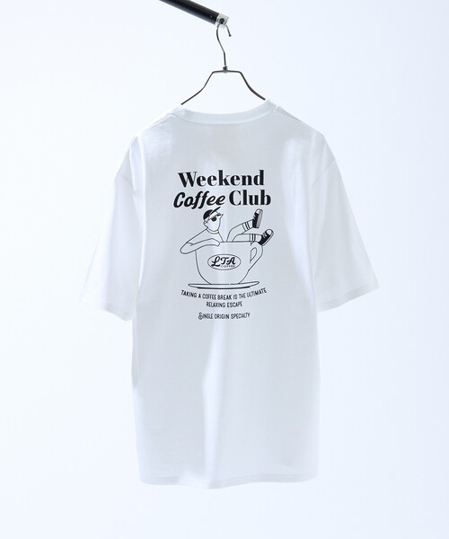 ABAHOUSE(アバハウス)の「COFFEE CLUB バックプリントTシャツ / オーバーサイズ/ LE TRIO ABAHOUSE(Tシャツ/カットソー・メンズ・ベージュ/ホワイト/ブラック・46/48)」の6枚目の写真