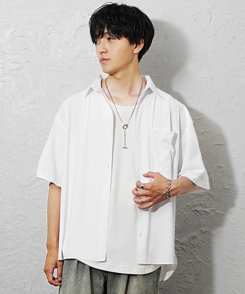 MinoriTY(マイノリティ)の「【MinoriTY】スーパーストレッチとろみシャツ メンズ 夏服 ユニセックス 半袖(シャツ/ブラウス・メンズ・ホワイト/チャコールグレー/ブラック・M/L/S)」の9枚目の写真