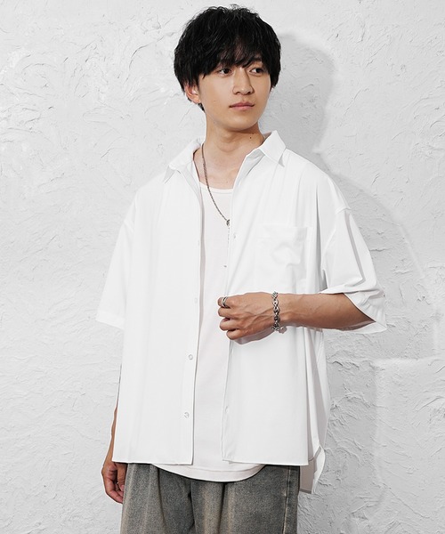 MinoriTY(マイノリティ)の「【MinoriTY】スーパーストレッチとろみシャツ メンズ 夏服 ユニセックス 半袖(シャツ/ブラウス・メンズ・ホワイト/チャコールグレー/ブラック・M/L/S)」の10枚目の写真