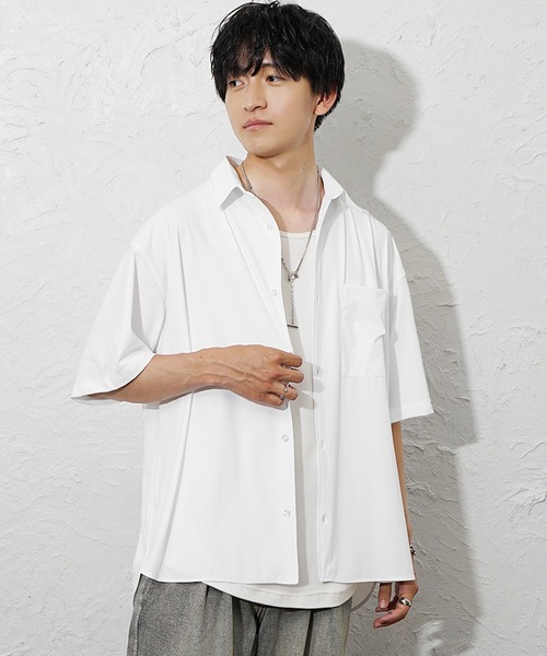 MinoriTY(マイノリティ)の「【MinoriTY】スーパーストレッチとろみシャツ メンズ 夏服 ユニセックス 半袖(シャツ/ブラウス・メンズ・ホワイト/チャコールグレー/ブラック・M/L/S)」の12枚目の写真