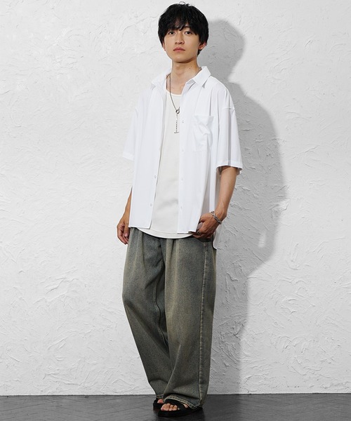 MinoriTY(マイノリティ)の「【MinoriTY】スーパーストレッチとろみシャツ メンズ 夏服 ユニセックス 半袖(シャツ/ブラウス・メンズ・ホワイト/チャコールグレー/ブラック・M/L/S)」の13枚目の写真
